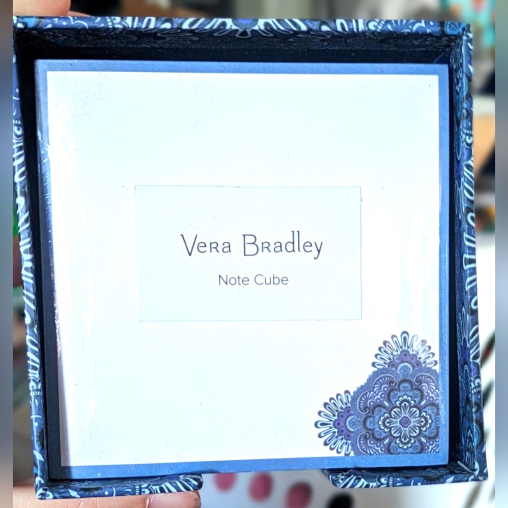 Vera Bradley Note Cube in Blue Tapestry
